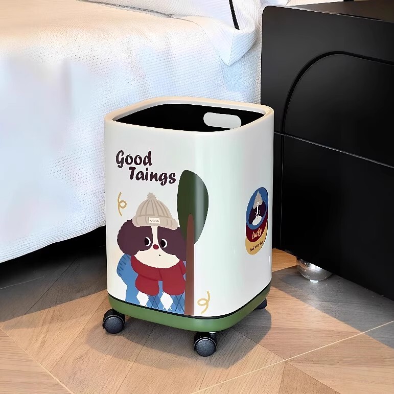 Japanese Imported Cute and Stylish Trash Can for Home Use with Lid and Wheels, Suitable for Living Room, Bathroom, and Bedroom Japanese Imported Cute and Stylish Trash Can for Home Use with Lid and Wheels, Suitable for Living Room, Bathroom, and Bedroom