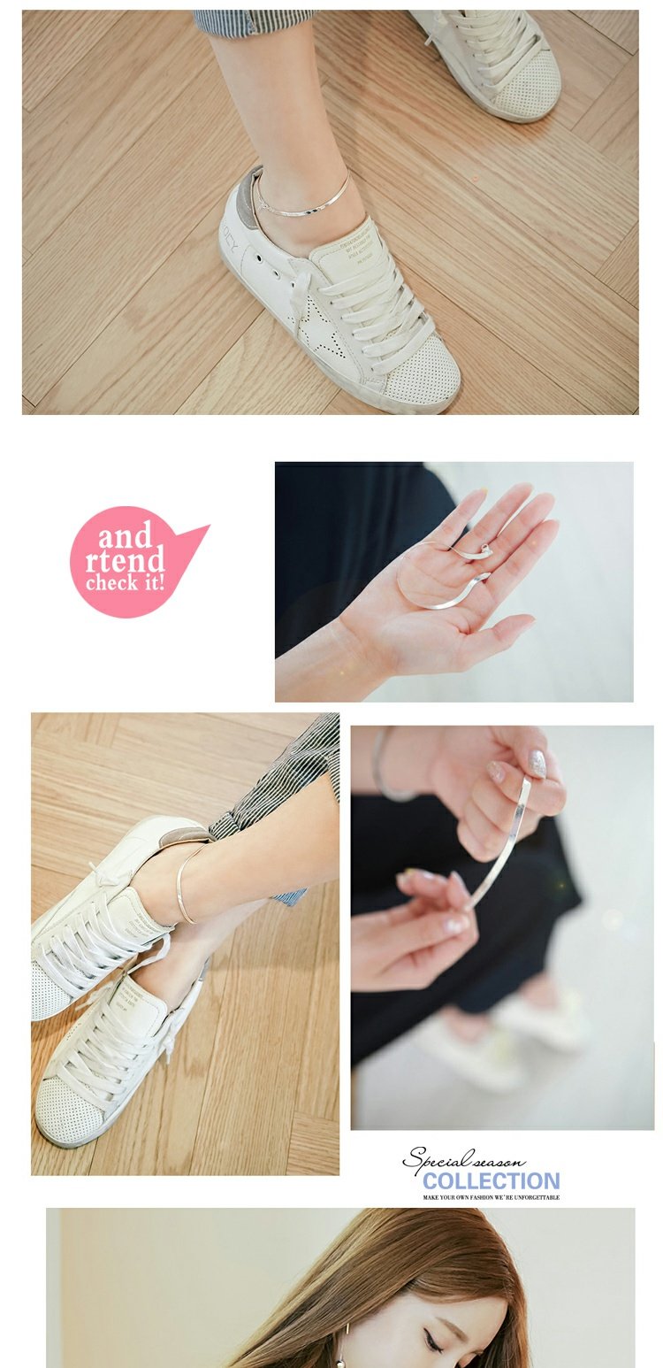 S925 sterling bạc Hàn Quốc tính cách đơn giản cá tính sáng tạo xương rắn tươi Sen retro bạn gái sinh viên vòng chân nữ - Vòng chân lắc chân nữ titan