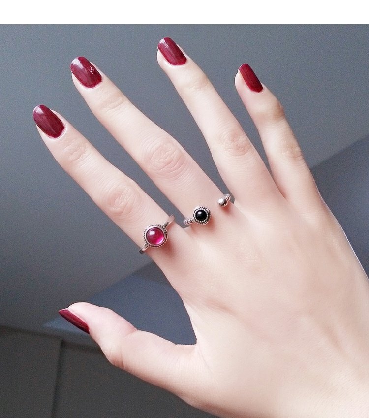 Mã não đỏ s925 sterling bạc ngày Hàn Quốc sáng tạo đơn giản hipster retro sinh viên hoang dã chỉ số nhẫn ngón tay nữ nhẫn bạc nam