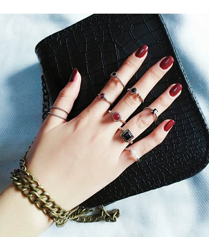 Mã não đỏ s925 sterling bạc ngày Hàn Quốc sáng tạo đơn giản hipster retro sinh viên hoang dã chỉ số nhẫn ngón tay nữ