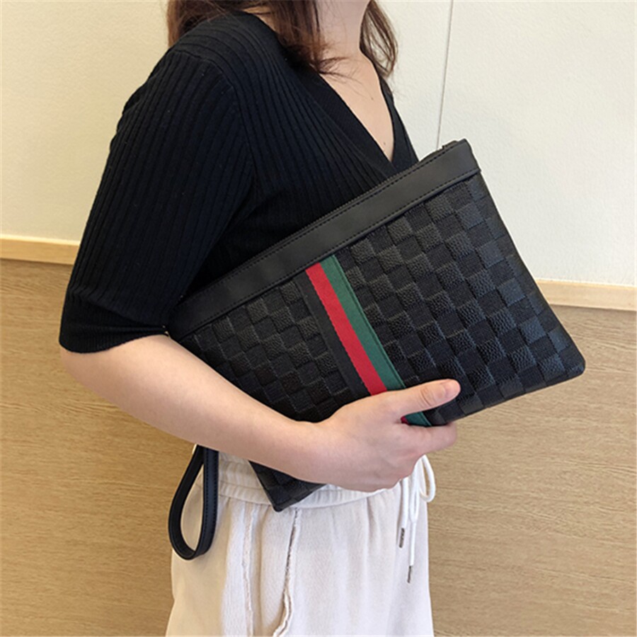 If Wind 2022 New Fashion Hand Grab Bag Women Stripe Hand Grip Bag Large Capacity Hand Wrap Boomer Envelope Bag Personality