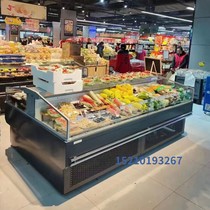 Fruit fishing double-sided refrigerated display cabinet horizontal seafood fresh meat cabinet air-cooled open fruit cutting platter freezer customization