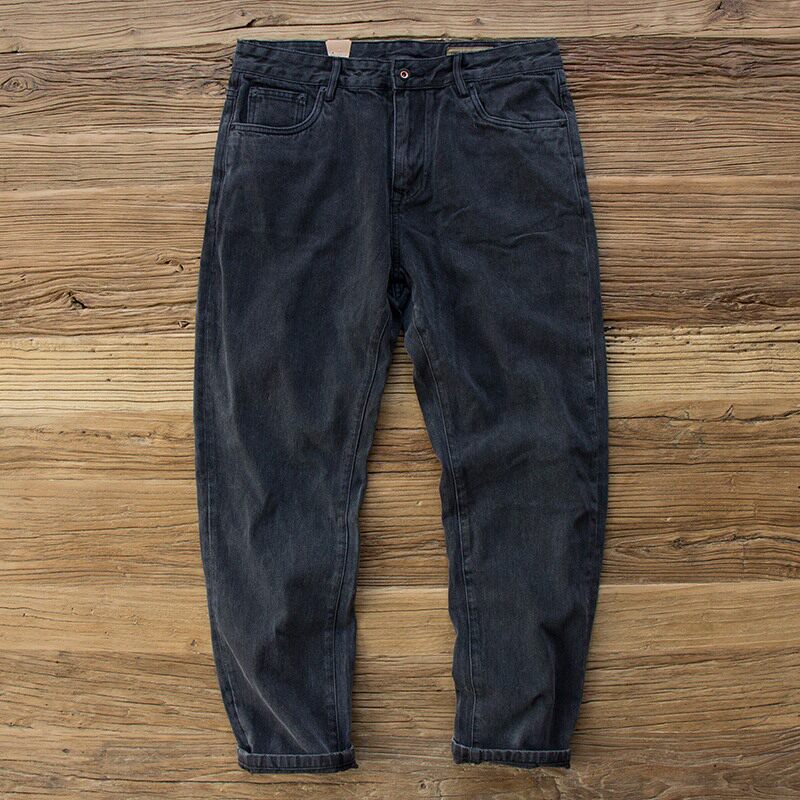 Home Daily~jeans men water wash spring pure cotton trousers casual loose straight tube men pants