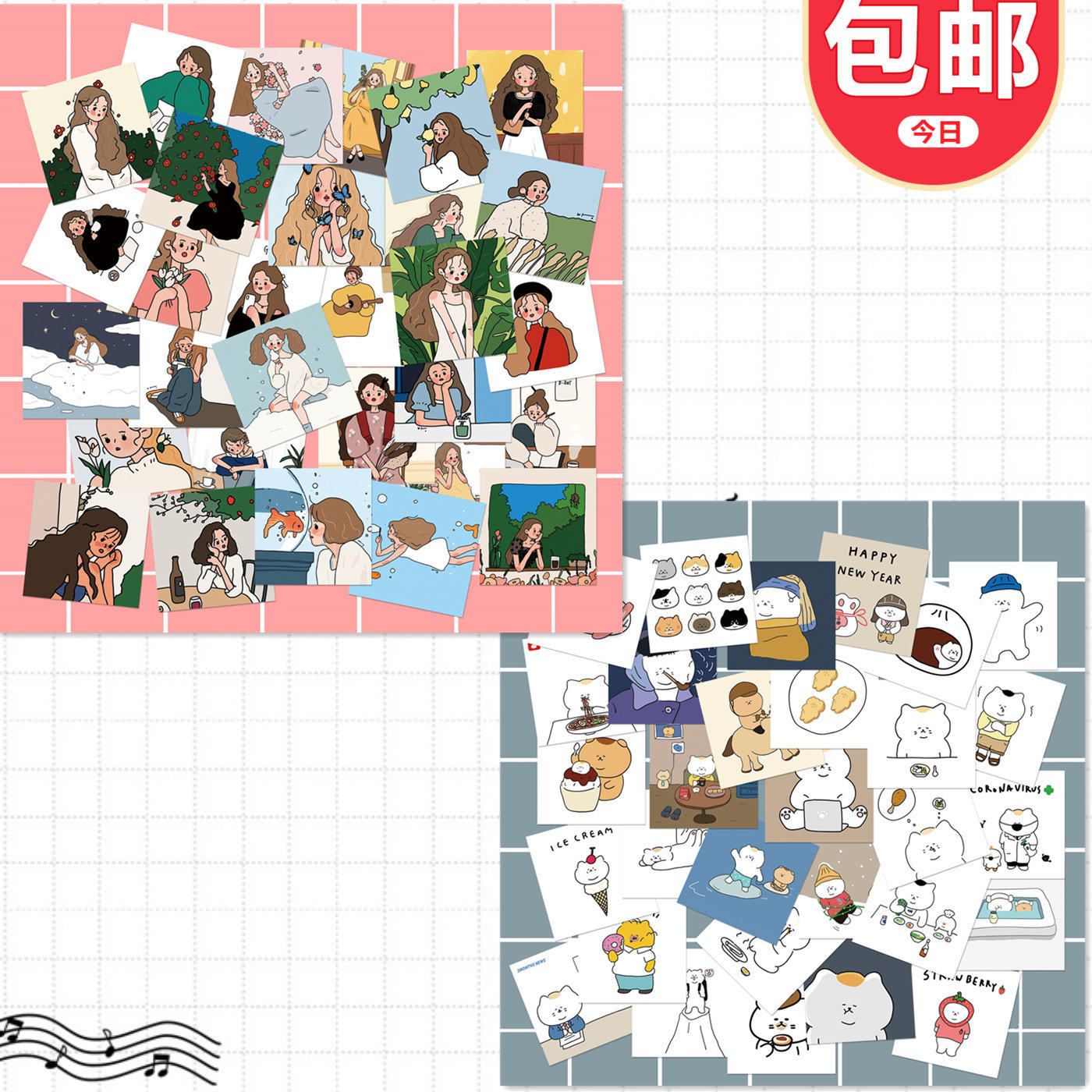 Stickers in wind decoration small pattern cute girl decoration handbook pallet handbag pallet daily hundred-and-fetch material