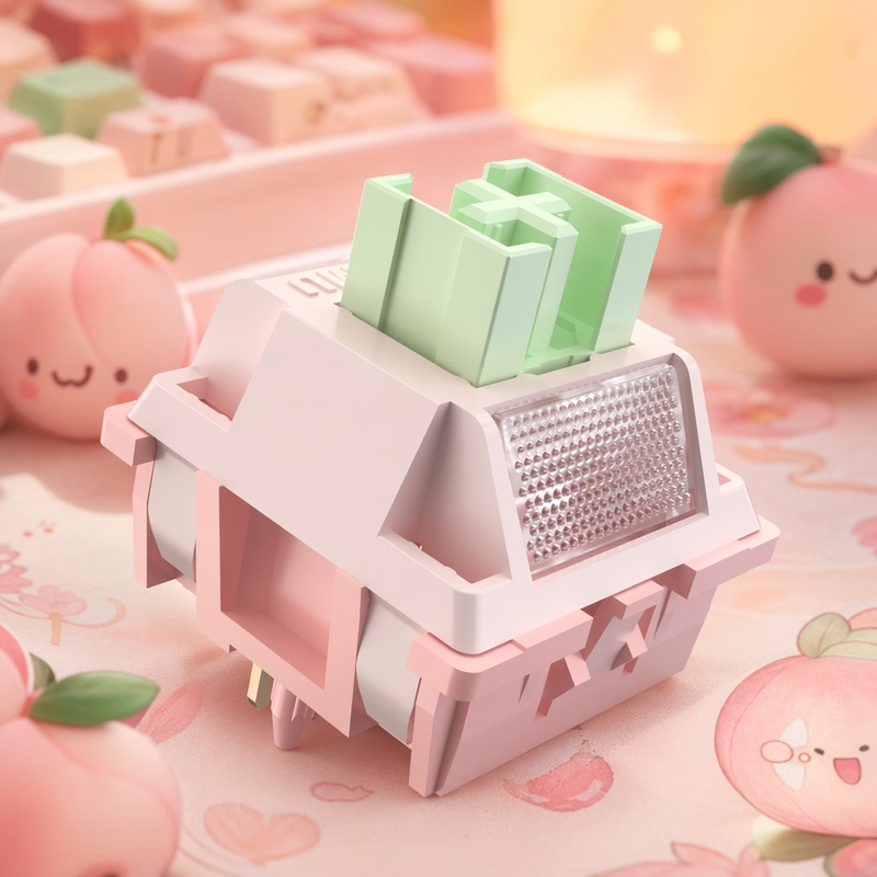 Knockknockberry High-End Silent White Peach Switch Linear Feel Mechanical Keyboard Pre-Lubed Switches Hot-Swappable Switches