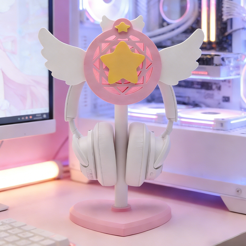 Knock Knock Berry Star Wings Magic Circle Headphone Stand Cute Pink Gaming Room Desk Handle Storage Rack