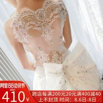 Wedding dress 2021 new bride crystal large size Qi Dian yarn simple word shoulder long tail bow