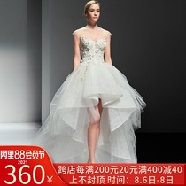 Front short back long wedding dress bride 2021 new street clothing forest department simple short travel shot door screen light