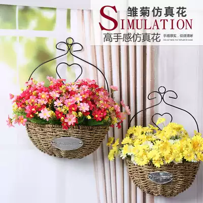 Fake flower simulation living room interior decoration hanging basket wall decoration hanging basket hanging wall decoration flower art