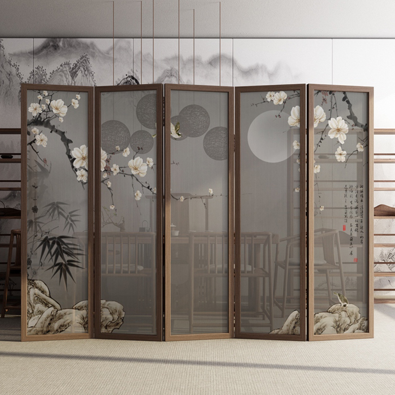 New Chinese Screen Partition Living Room Genguan Modern Simple Solid Wood Ancient Wind mobile folding bedroom Classical folding screen
