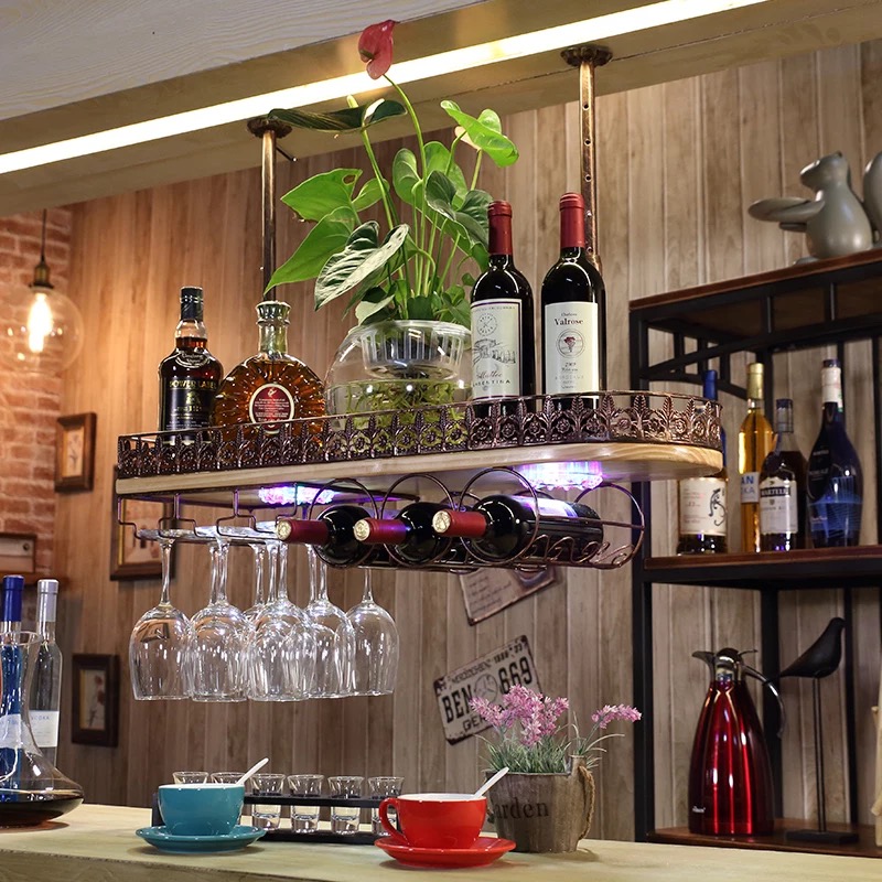 Solid wood red wine glass shelf hanging upside down wine glass rack bar Home Wine Glass Shelf Decoration Brief high-footed goblet stand