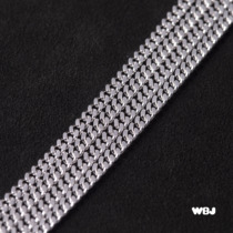 wbj Jewelry 2mm Cuban chain 3mmhiphop Silver Gilded Sterling Silver Silver National 925 silver