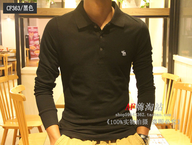 Thu đông 2018 mới af áo thun dài tay nam tự trồng ve áo kinh doanh áo thun polo cotton cotton giản dị áo phông polo