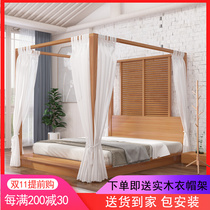 New Chinese-style solid wood canopy bed log Zen double classical Ming and Qing Dynasty antique step-by-step bed hotel inn bed and breakfast bed