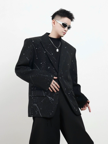 Дизайнерское звездное небо, пиджак классического кроя, мужская куртка, наплечники для отдыха, классический костюм