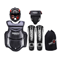 Full Set of Fighting and Sparring Protective Gear for Children and Adults, Including Boxing Training Face Shield, Helmet, Chest Protector, Leg and Groin Protection, and Taekwondo Equipment