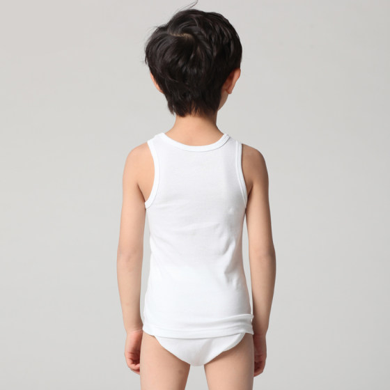 Three-gun children's vest pure cotton solid color bottoming shirt thread type A boys all white camisole vest thin cotton