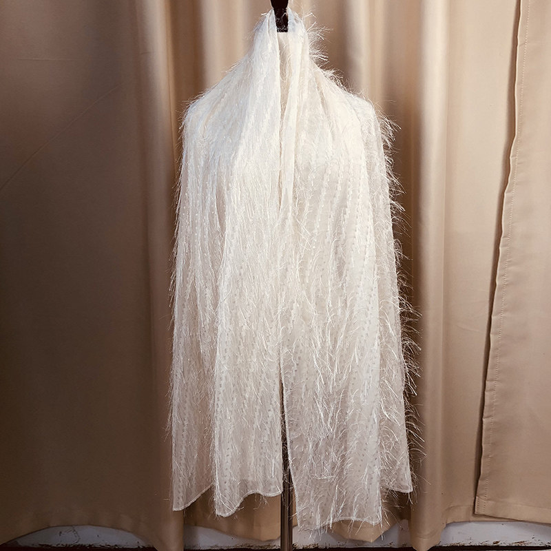 Orange pomelo tassel fur shawl evening dress, women's small coat, evening dress with cape scarf, women's autumn and winter white