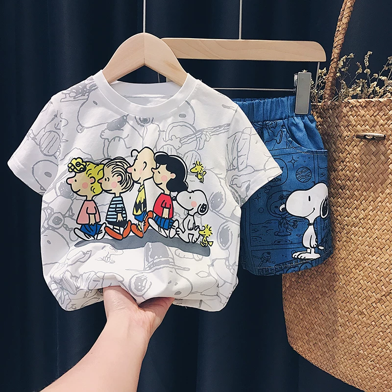 Nuby, Snoopy, детская футболка с коротким рукавом унисекс, летняя одежда, набор мультфильма