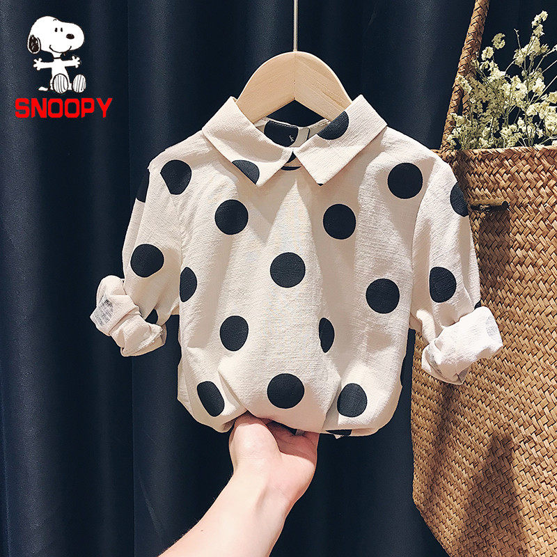 Snorby SNOOPY girl long sleeve wave point shirt baby 2022 new spring fit children Korean version blouse