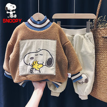 SNOOPY SNOOPY children plus velvet baby 2021 autumn winter clothes new male and female childrens coat