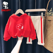 SNOOPY SNOOPY baby sweater set children 2021 new autumn men and women casual two sets