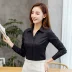 Chuyên nghiệp kinh doanh áo sơ mi đen tinh khiết V-cổ dài tay sửa chữa lớp dụng cụ áo cotton kích thước lớn áo sơ mi nữ công sở Áo sơ mi