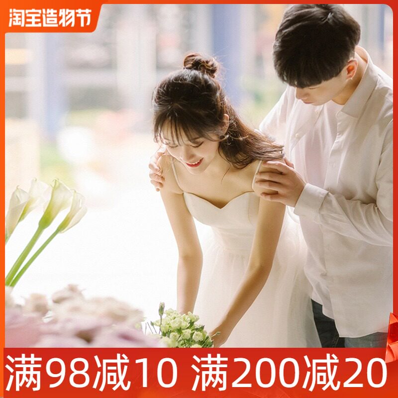 Simple light wedding dress 2021 new summer forest department photo bride wedding travel graduation suspender tutu everyday