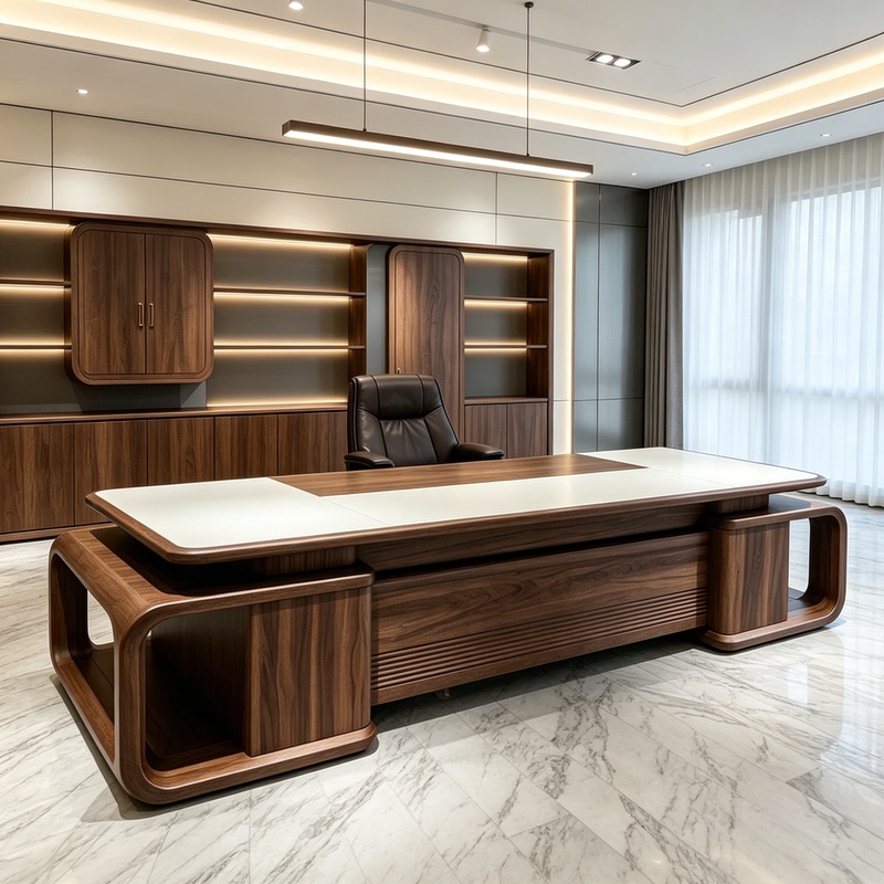 Designer Style High-End Light Luxury Solid Wood Executive Desk 2026 New Model Ceo Office Desk Business High-End Executive Desk