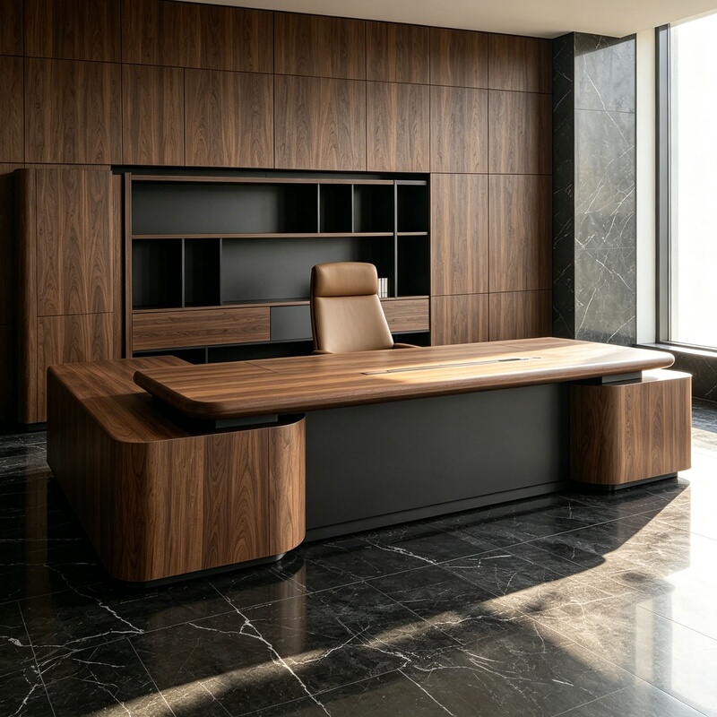 Solid Wood Executive Desk 2026 New Model High-End Modern Executive Desk Office President's Desk North American Black Walnut Wood Solid Wood Executive Desk 2026 New Model High-End Modern Executive Desk Office President's Desk North American Black Walnut Wood