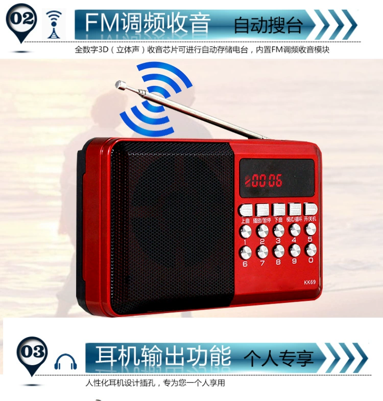 Youlan King Bluetooth không dây mini stereo thẻ di động radio ông già loa nhỏ mp3 máy nghe nhạc - Trình phát TV thông minh