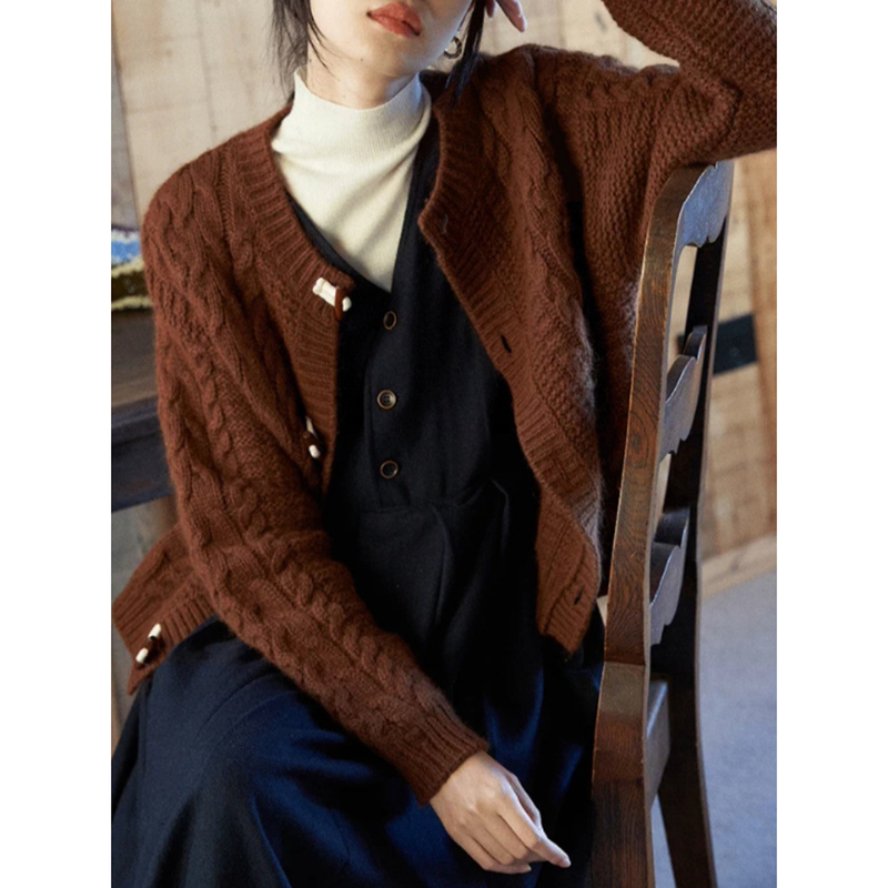 Autumn and Winter Cable Knit Cardigan for Women, Merino Pure Wool Sweater, European Style Heavy-Duty Cashmere Thick Yarn Sweater Coat Autumn and Winter Cable Knit Cardigan for Women, Merino Pure Wool Sweater, European Style Heavy-Duty Cashmere Thick Yarn Sweater Coat