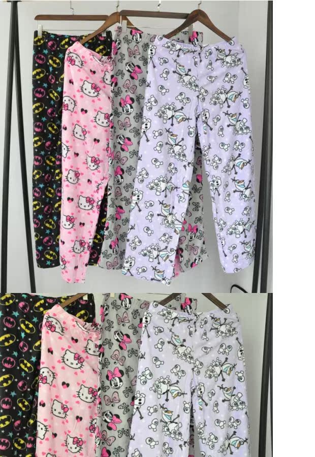Đặc biệt Ngoại thương Lông cừu Disney Kitty Anime Lady Cartoon Home Quần Quần Pajama quần dài nữ