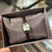 Japan Ete Square Dial Water Drill Inlaid Quartz Stainless Steel Gilded Watch Leather Strap