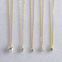 Japan agete extravagant sparkling single 5 points diamond with claws inlaid with 18K gold necklace