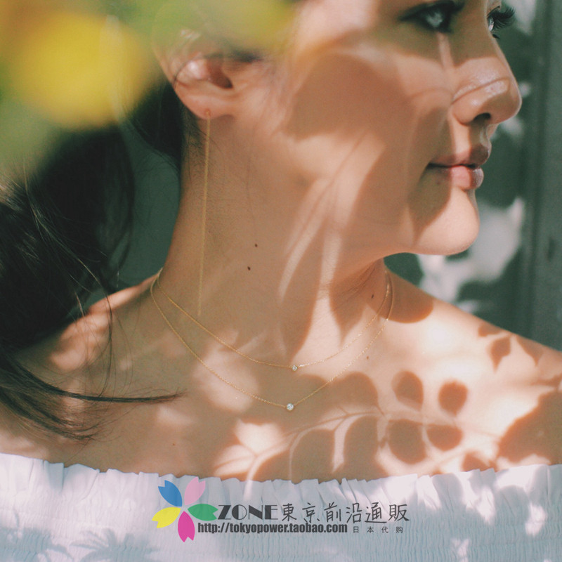 Japanese AHKAH 18 Summer Soltya luxuriously shines single drill pack by 18K diamond necklace