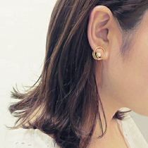 Japan Te Zircon Stone Moon Pearl Studded Round 925 Silver Gilded Without Earhole 2WAY Ear Clip