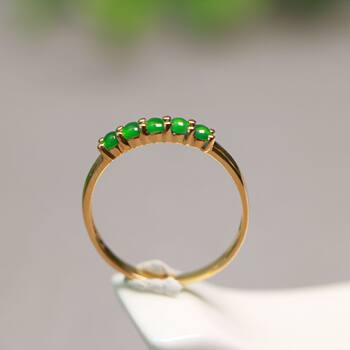 Ice full of green natural grade a jade cabochon ring