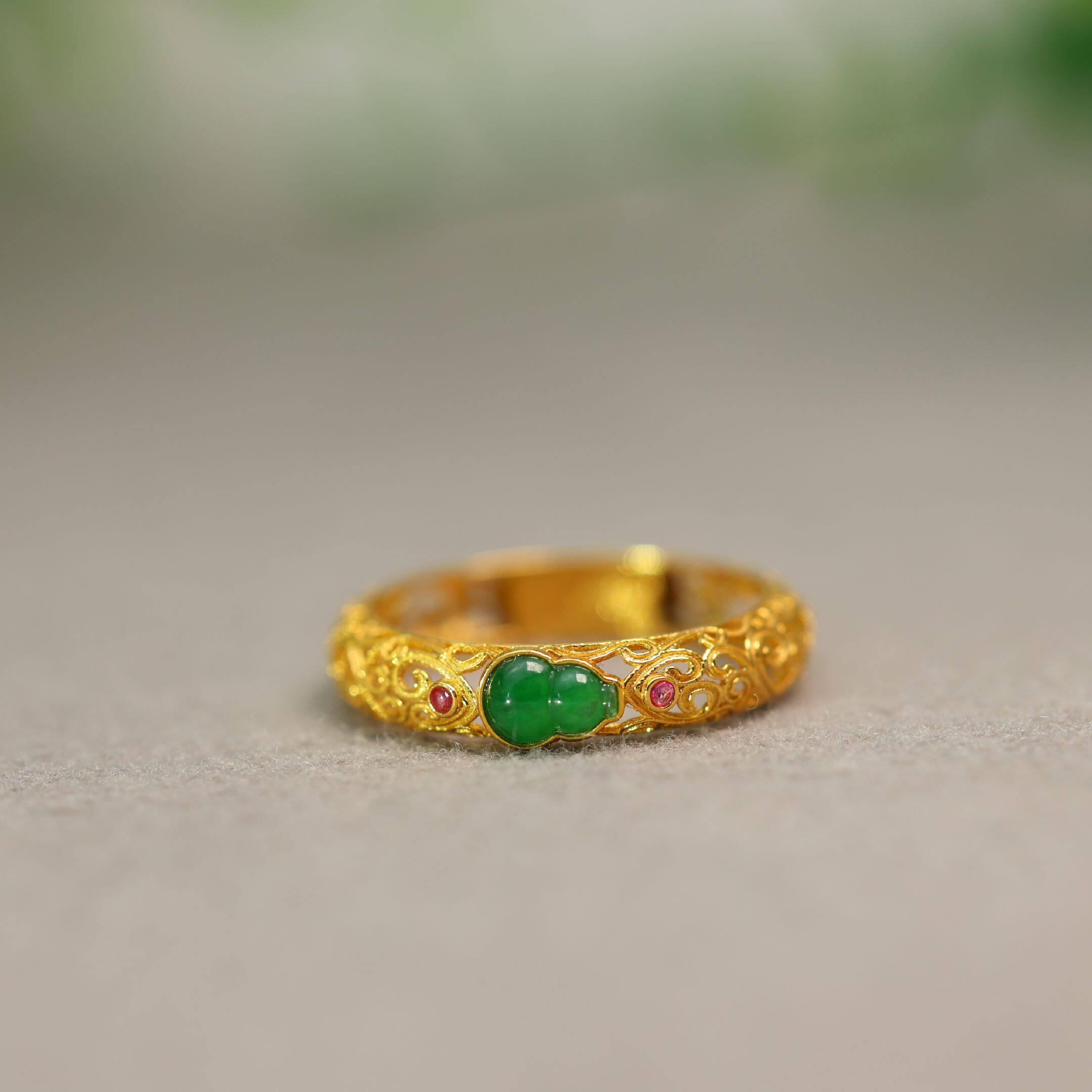 Ice Burmese natural A-grade gourd ring for women