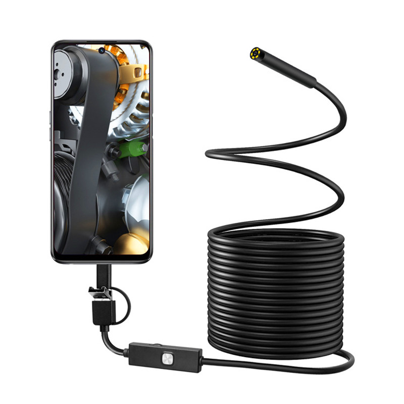 5 5mm endoscopic mirror high picture quality photo head waterproof steam repair industrial pipe air conditioning mobile phone monitor Apple Android USB