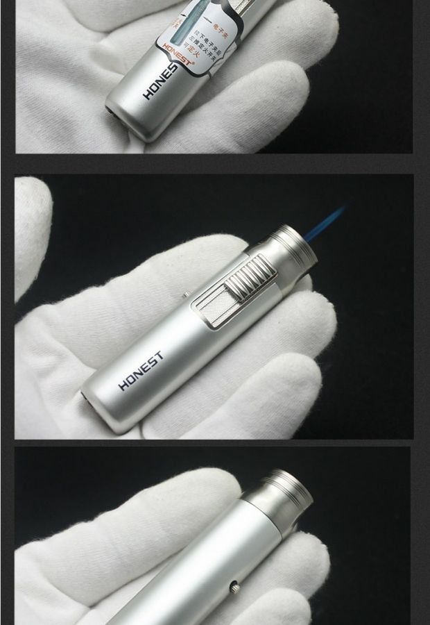Baicheng bơm hơi nhẹ ngoài trời hàn Torch nhỏ phun súng sáng tạo chính hãng thẳng punch thuốc lá bật lửa bat lua rio