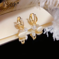 High-end sweet and fresh cats eye stone gourd earrings for women light luxury fashionable temperament niche design and versatile earrings