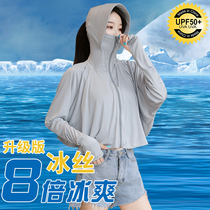 Ice silk sunscreen clothing female 2021 summer thin UV protection long sleeve breathable coat Korean version of foreign riding sunscreen clothing