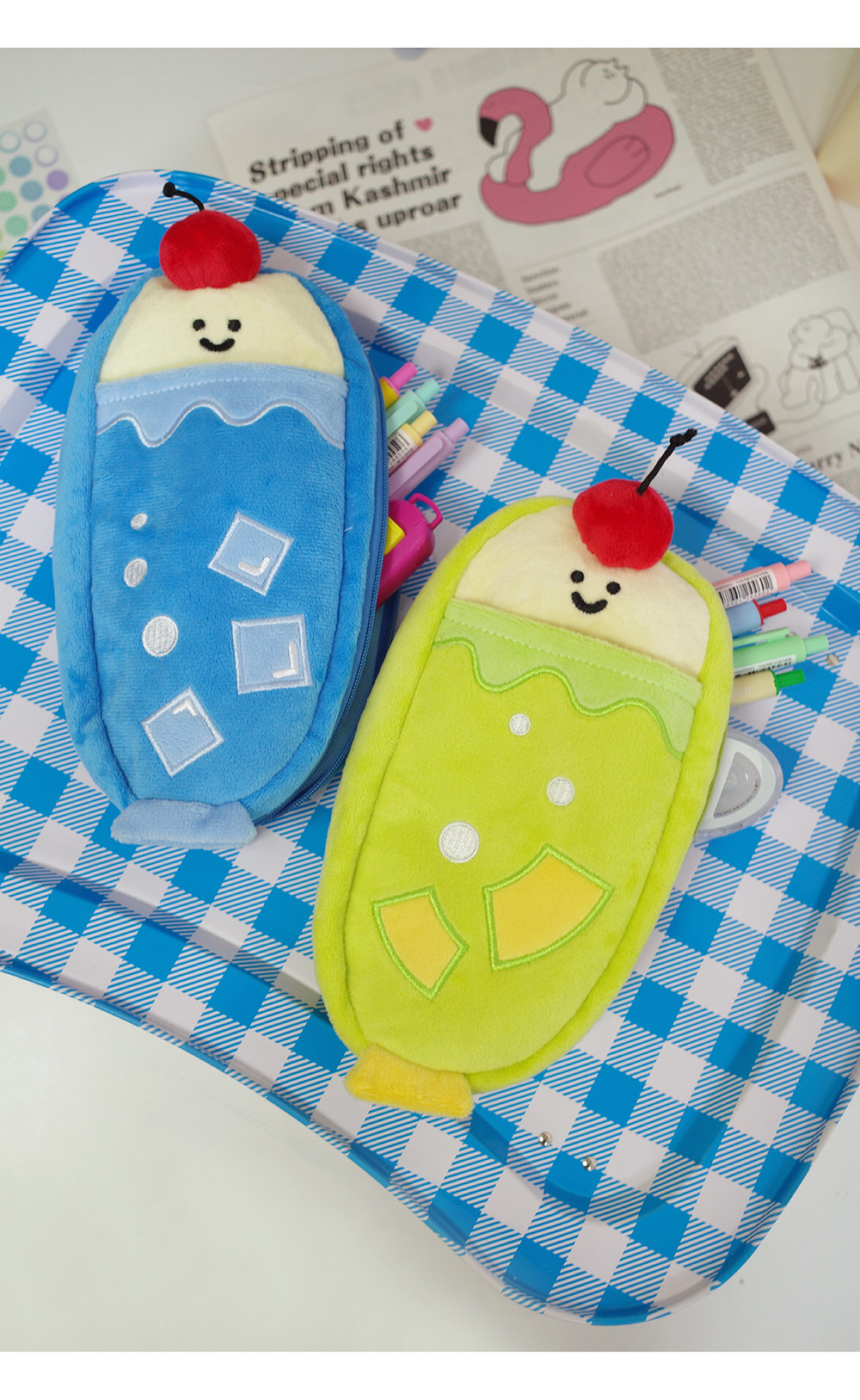 オリジナル アイスクリームソーダ ペンケース 可愛いぬいぐるみ文具