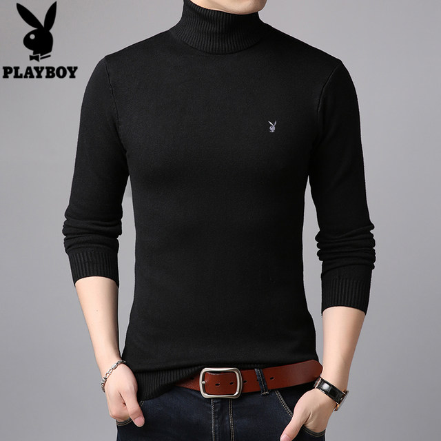 Playboy long-sleeved T-shirt, young and middle-aged turtleneck sweater, men's round neck sweater, sweater, bottoming shirt, men's clothing