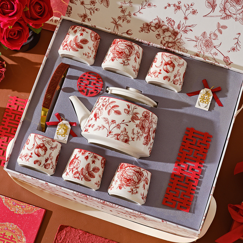 Deardali/Tea Set with Teapot and Cups for Newlyweds, Wedding Gift for Bride and Groom, Engagement Gift