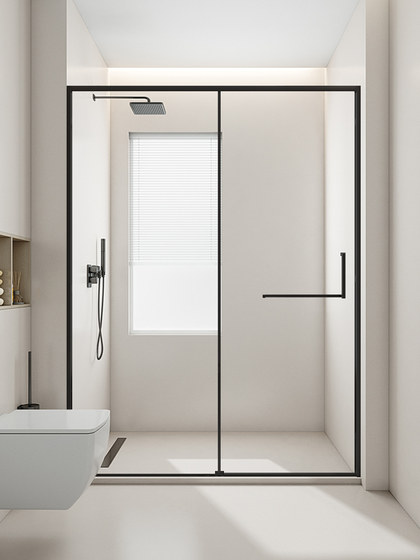 一字型推拉门浴屏白色淋浴房干湿分离卫生间浴室隔断玻璃移门推拉