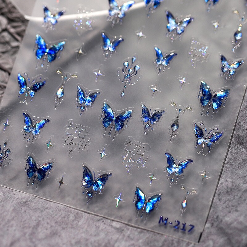 Blue Butterfly Stickers Concert Face Stickers Nail Stickers Glue-Free Nail Stickers Stage Children's Face Makeup Stickers Accessories