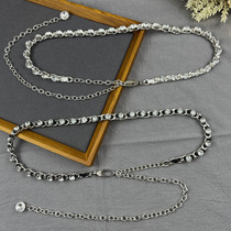 Net red waist chain accessories female ins fashion rhinestone chain belt decoration with skirt jeans metal thin chain