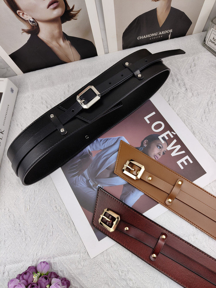 Genuine leather belt woman wide leather belt decorative matching skirt suit sweater coat down coat duvet clothes accessories waist seal execs